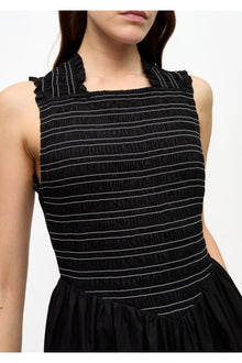 Washed Stretch Cotton Smock Midi Dress | Black