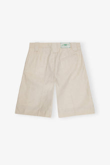 White Cotton Melange Tailoring Wide Shorts | Angora