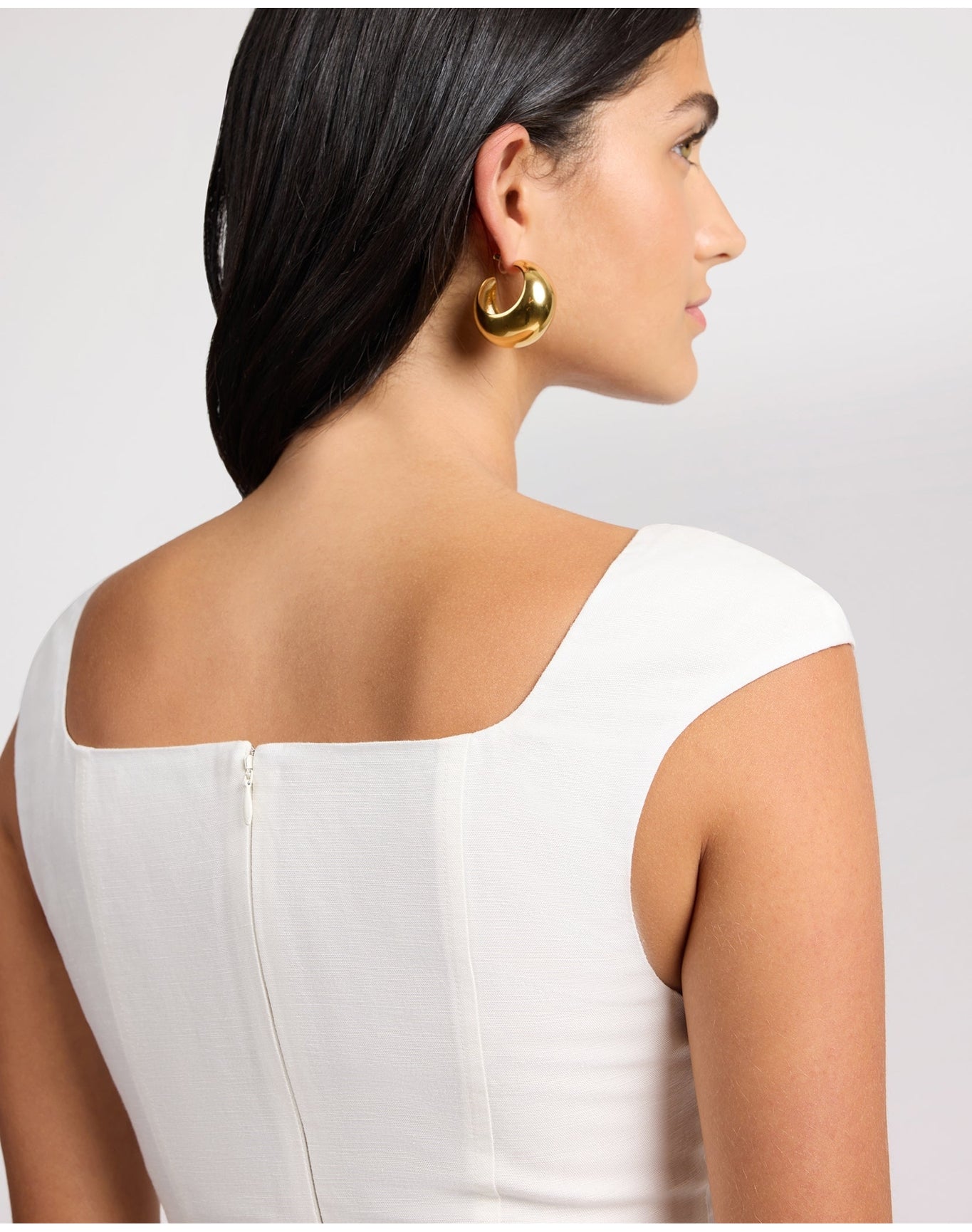 Women | Linen Peplum Top | White