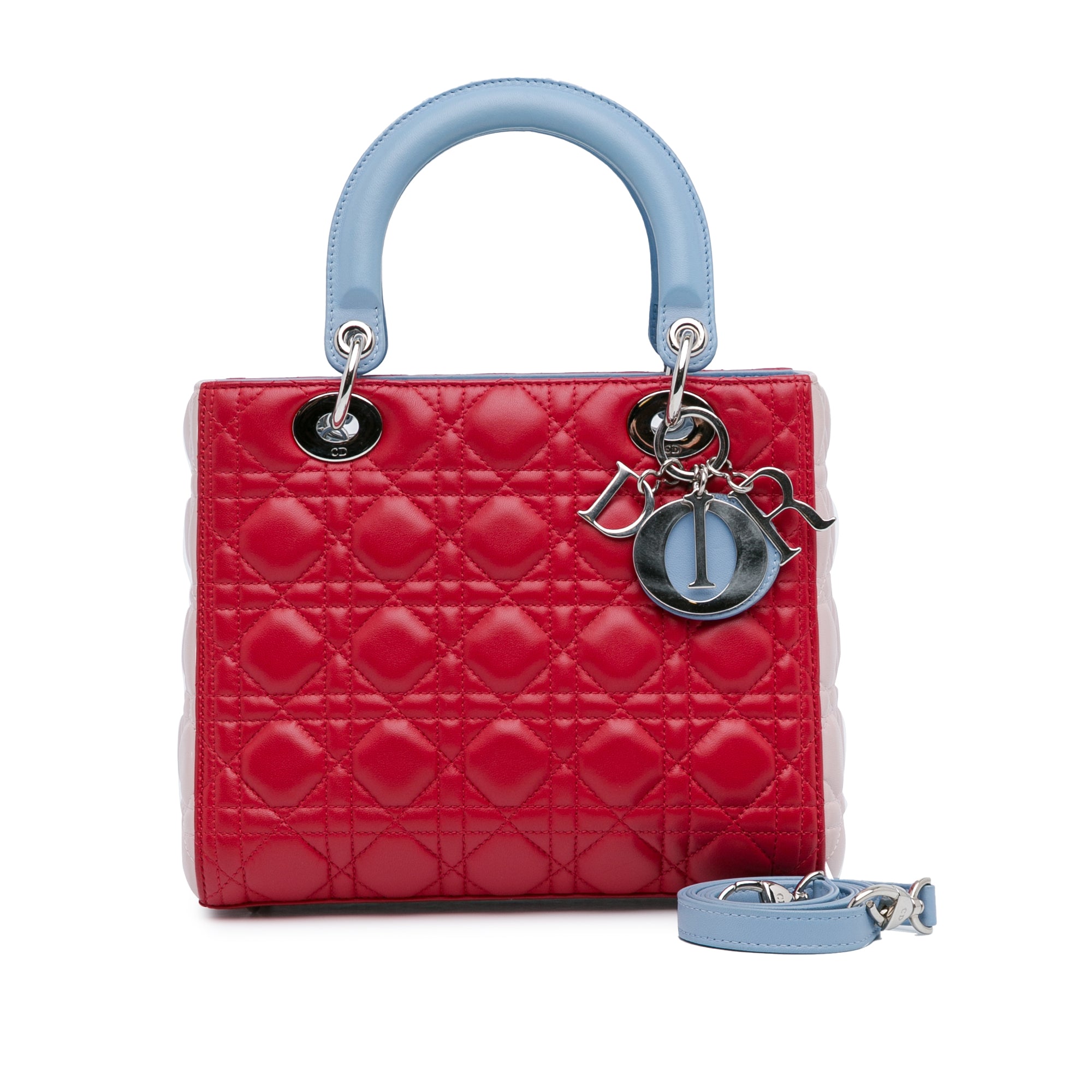 Dior | Pre-Owned Medium Tricolor Lambskin Cannage Lady - I | Purple/Red