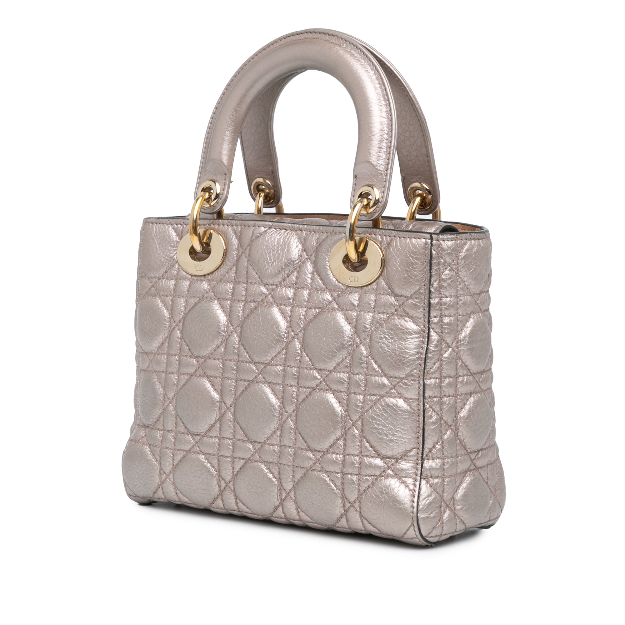 Dior | Pre-Owned Small Metallic Grained Calfskin Cannage Supple Lady | Silver