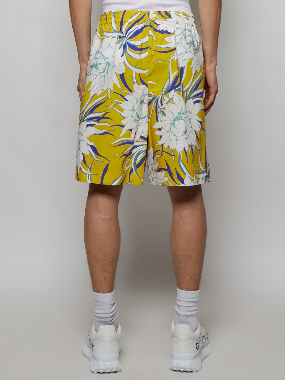 Men | VALENTINO | Peony Print Bermuda Short | Yellow Purple & White