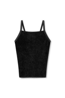 Women | Vintage Terry Laced-Back Crop Tank | Black