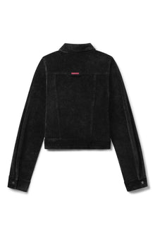 Women | Vintage Terry Cropped Jean Jacket | Black