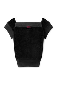 Women | Vintage Terry Off Shoulder Boho Zip Top | Black