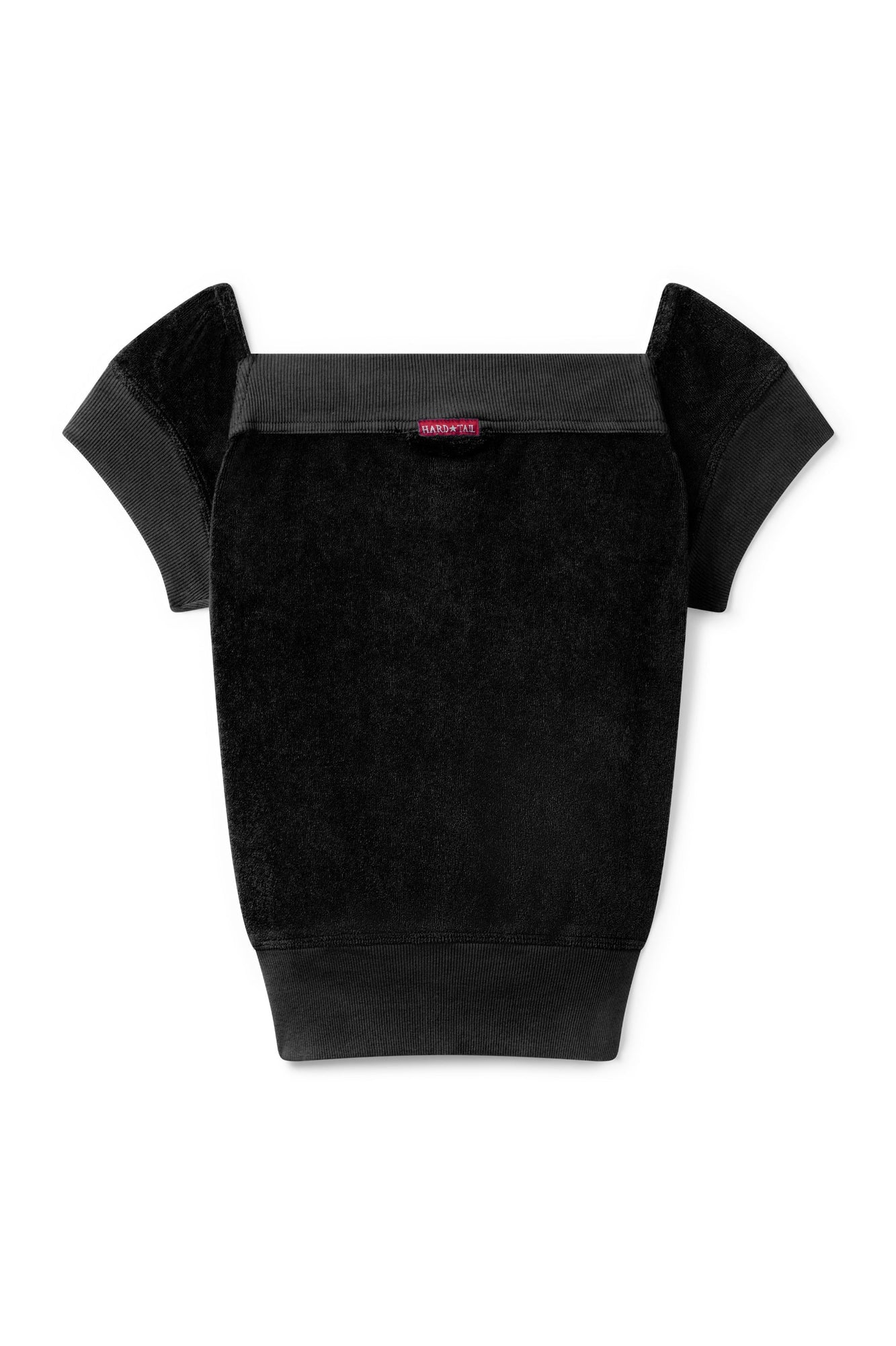 Women | Vintage Terry Off Shoulder Boho Zip Top | Black