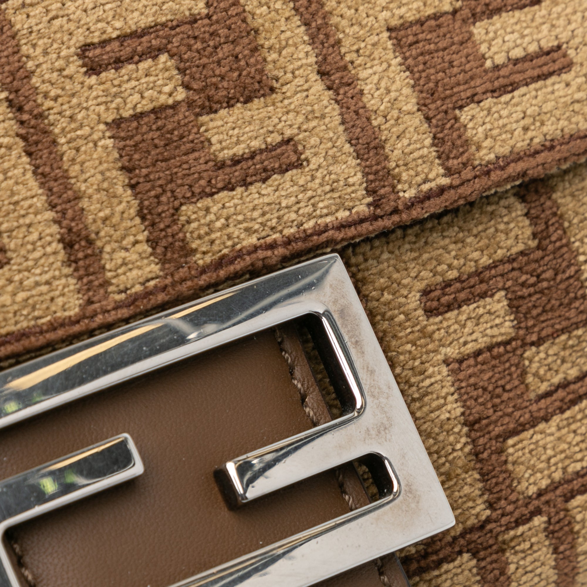 Fendi | Pre-Owned Zucca Wool Chain Midi Baguette | Brown