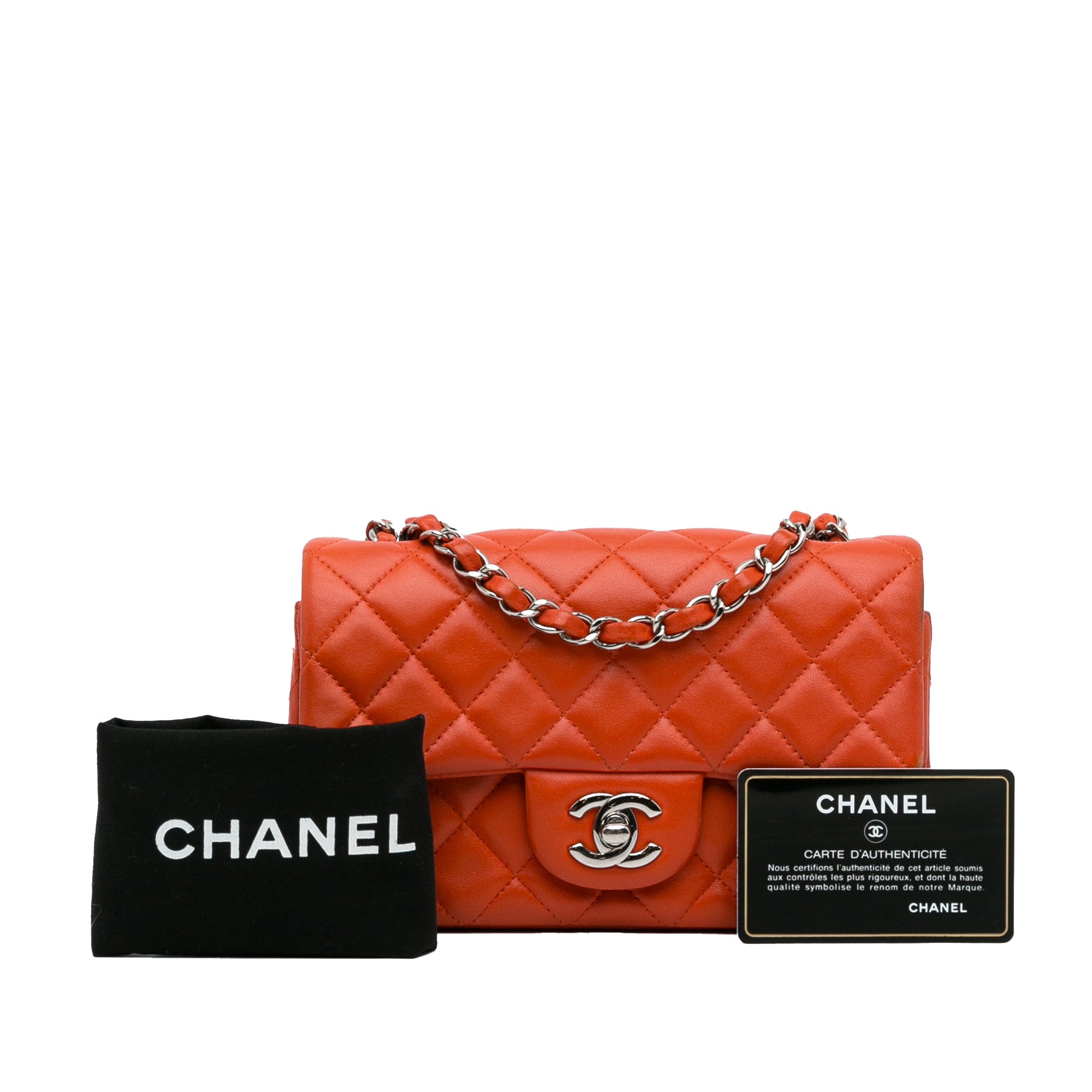 Chanel | Pre-Owned Mini Rectangular Classic Lambskin Single Flap | Orange