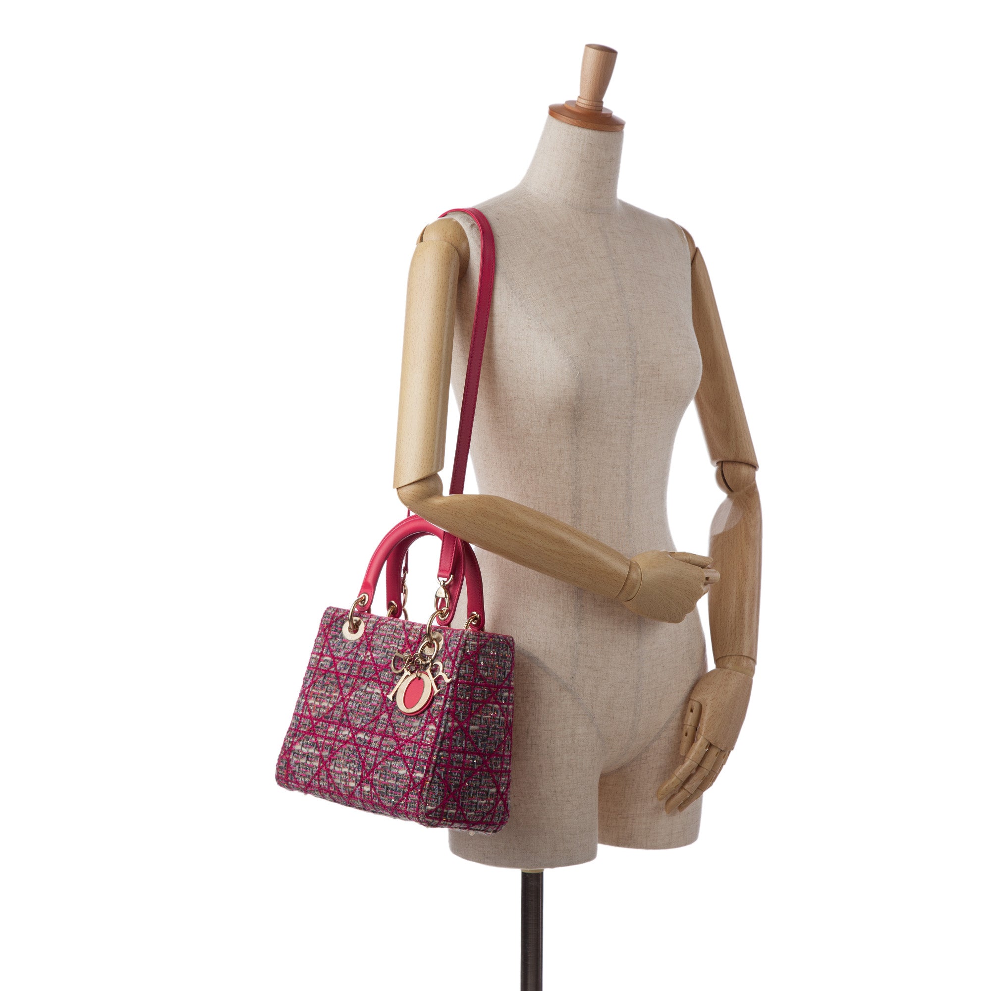 Dior | Pre-Owned Medium Tweed Macrocannage Lady | Pink/Dark Pink