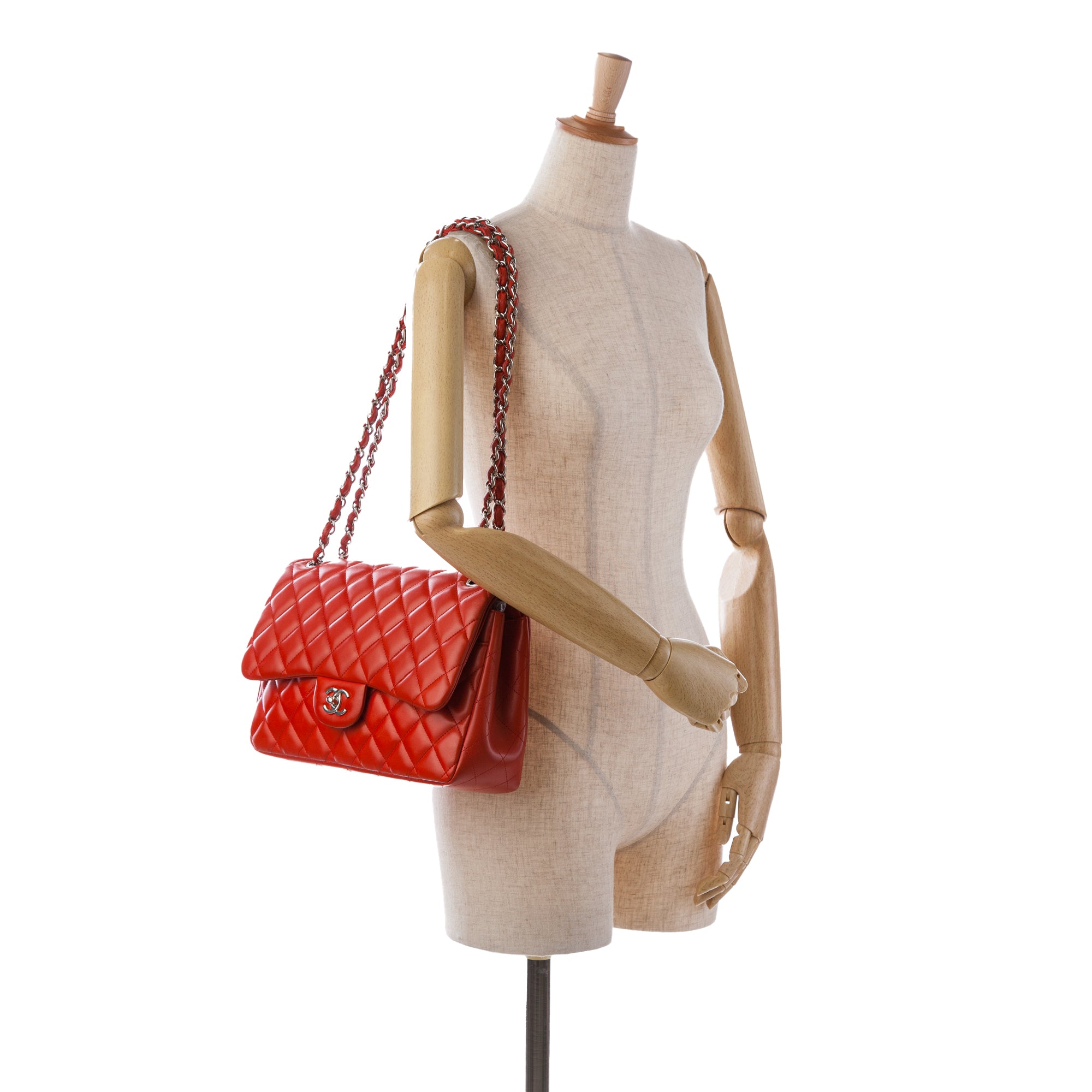 Chanel | Pre-Owned Jumbo Classic Lambskin Double Flap | Orange/Dark Orange