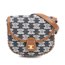Celine | Pre-Owned Mini Triomphe Canvas and Calfskin Besace Crossbody | Blue/Navy