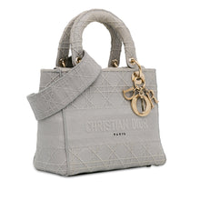 Dior | Pre-Owned Medium Canvas Cannage Lady D Lite - III | Gray/Light Gray