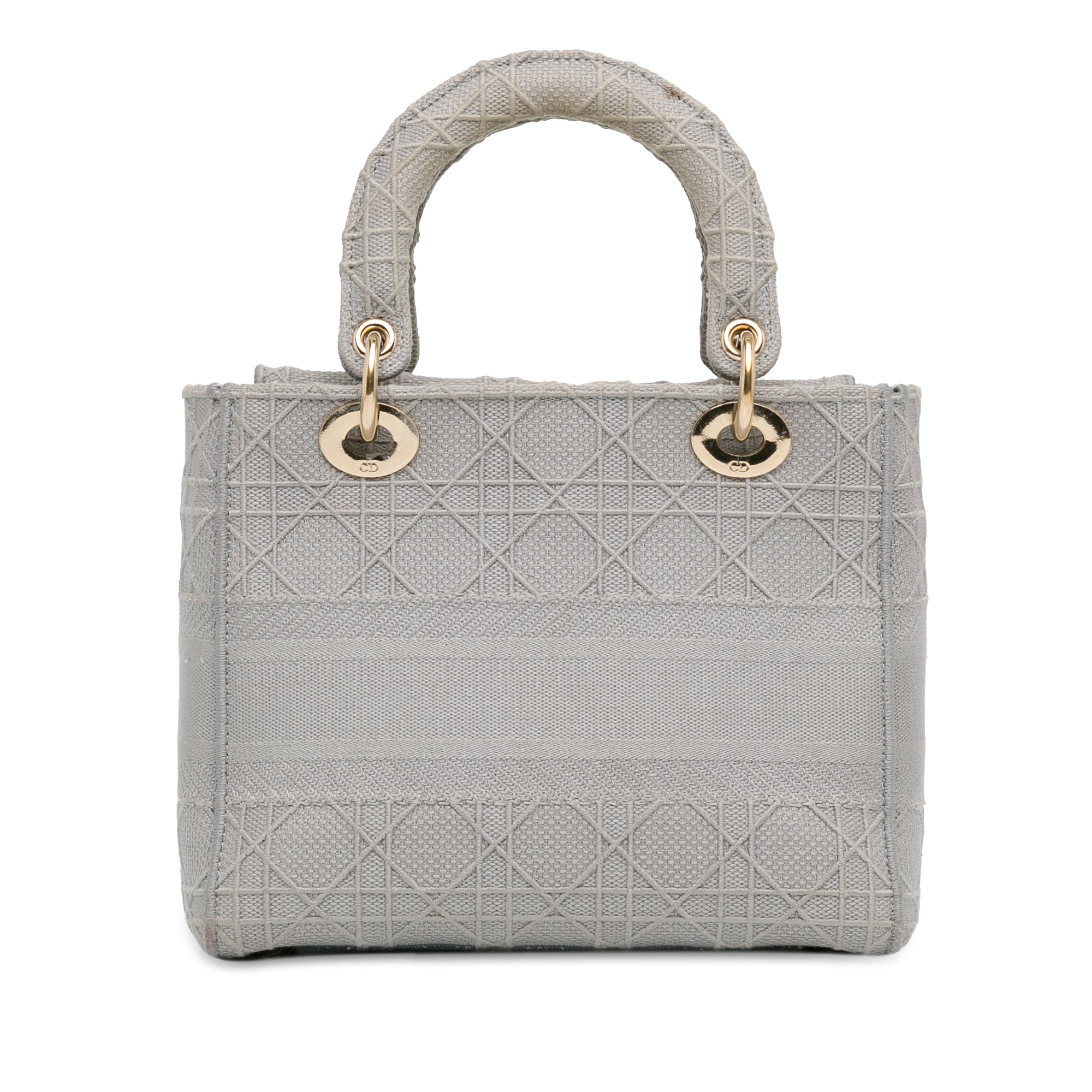 Dior | Pre-Owned Medium Canvas Cannage Lady D Lite - III | Gray/Light Gray