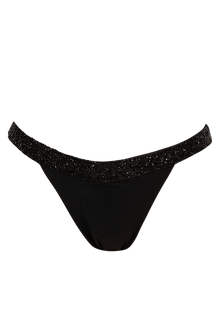 Zenya Hand - Beaded Embellished Bikini Bottom - Black - Self - Adore