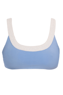 Zenya Hand - Beaded Embellished Bikini Top - White/Blue - Self - Adore