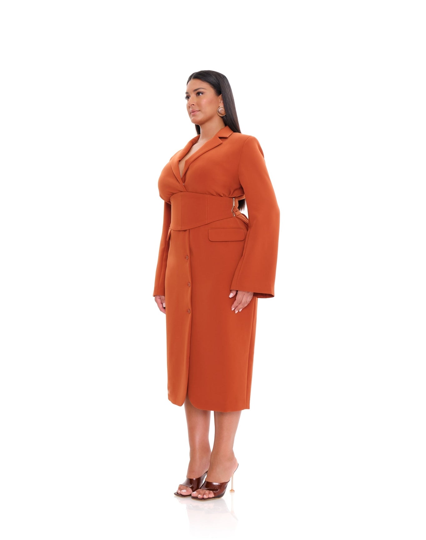 Zia Corset Blazer Dress | Pumpkin