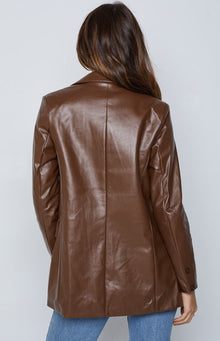 Zina PU Blazer | Brown
