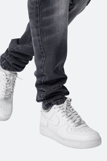 Zipper Inseam Cargo Denim | Washed Black