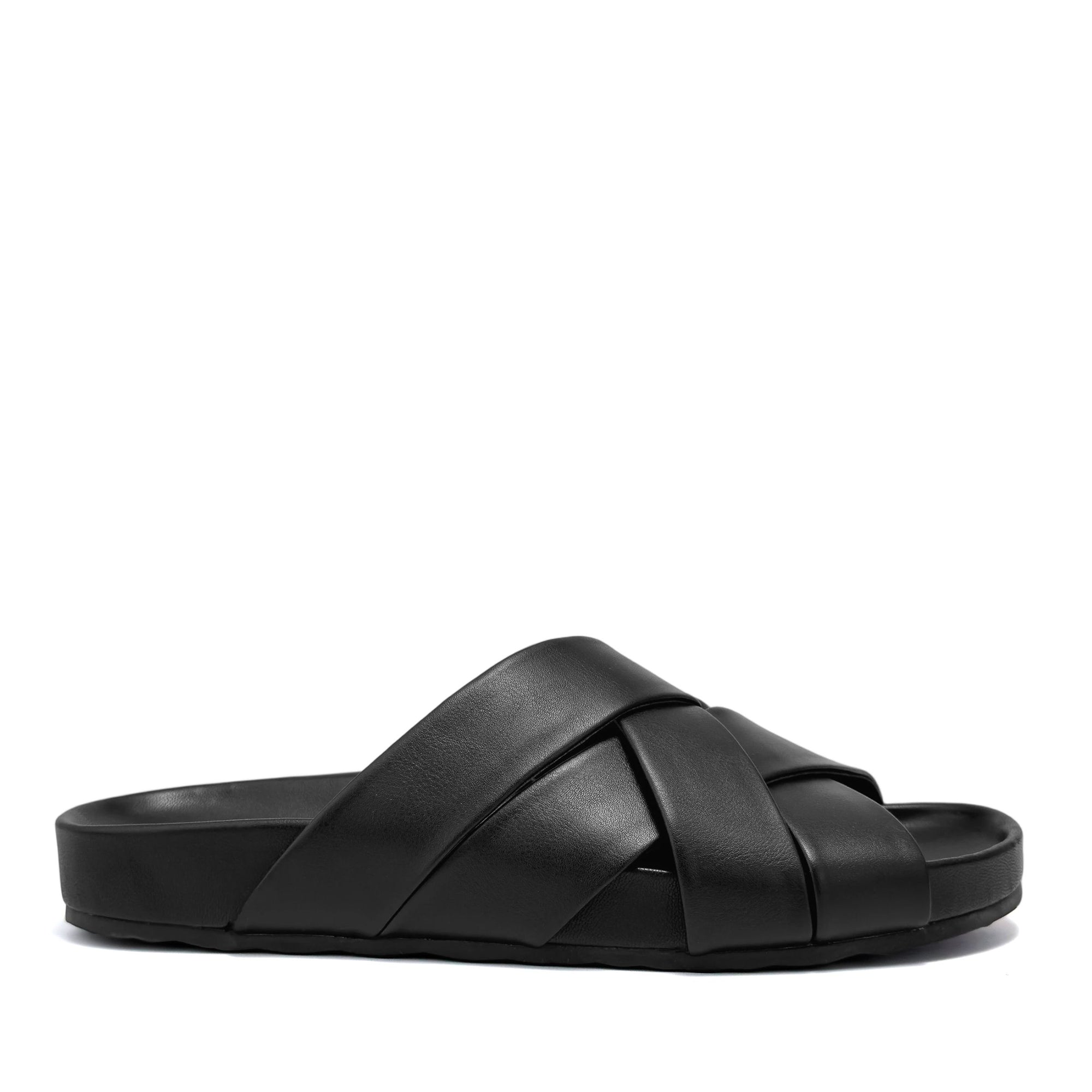 Lecco Sandal Footbed | Black Faux Nappa