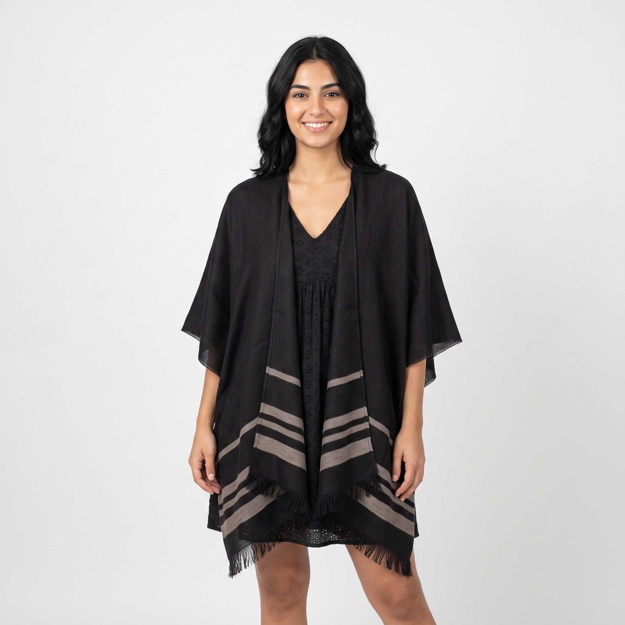Women | Sail Kimono | Black / Taupe