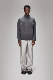 RAINS Sowa Knit Zip Cardigan Grey/Black Long Sleeve