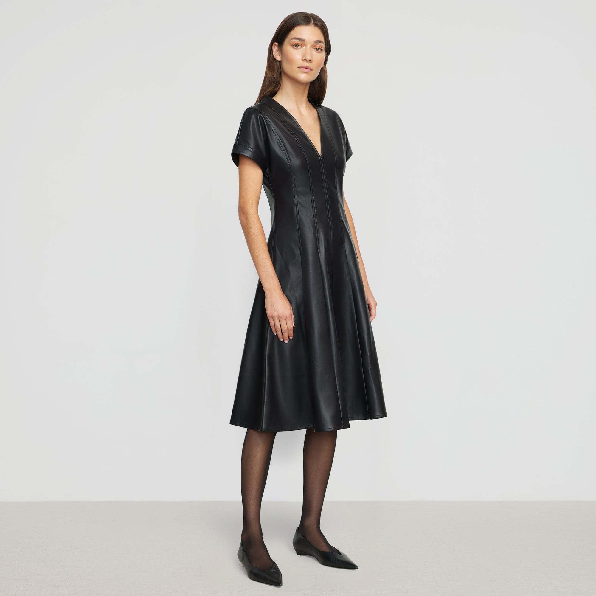 Renee | Ash Leather A-Line Dress in Size Extra Small