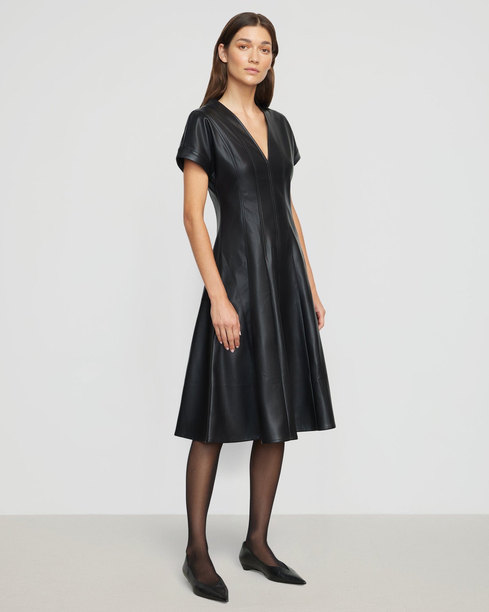 Renee | Ash Leather A-Line Dress in Size Extra Small