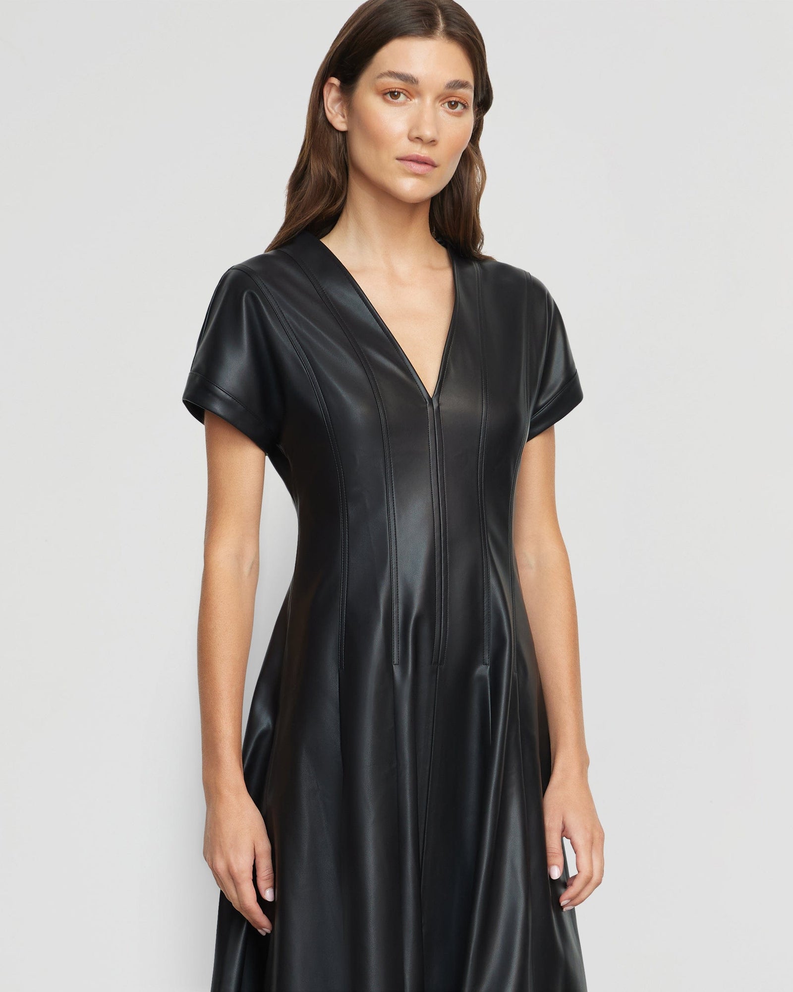 Renee | Ash Leather A-Line Dress in Size Extra Small