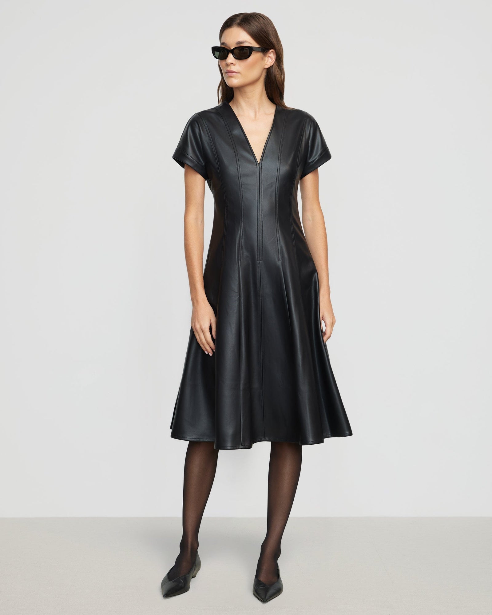 Renee | Ash Leather A-Line Dress in Size Extra Small