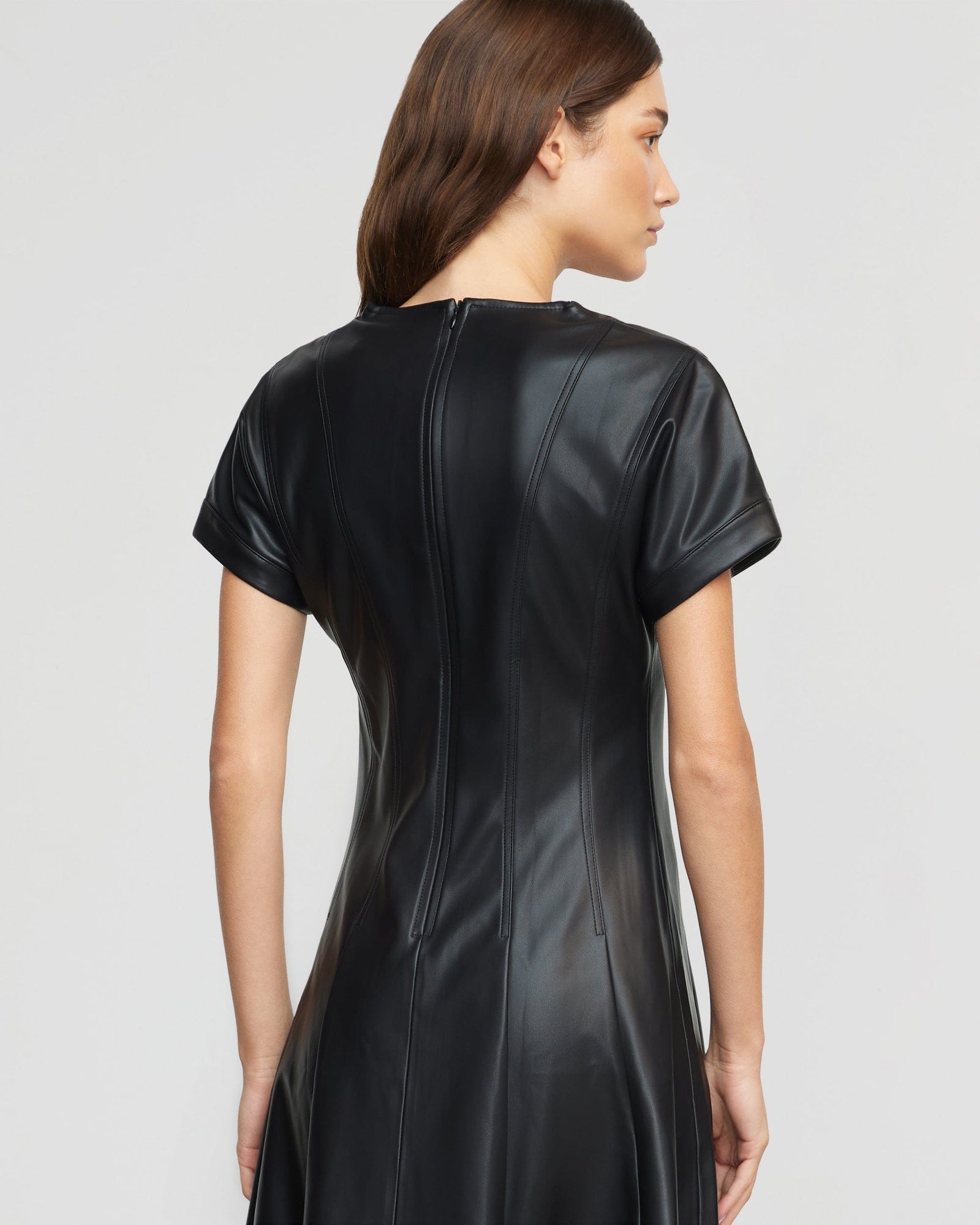 Renee | Ash Leather A-Line Dress in Size Extra Small