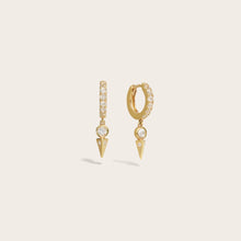 White Topaz Spike Huggies | 14K Yellow Gold Vermeil
