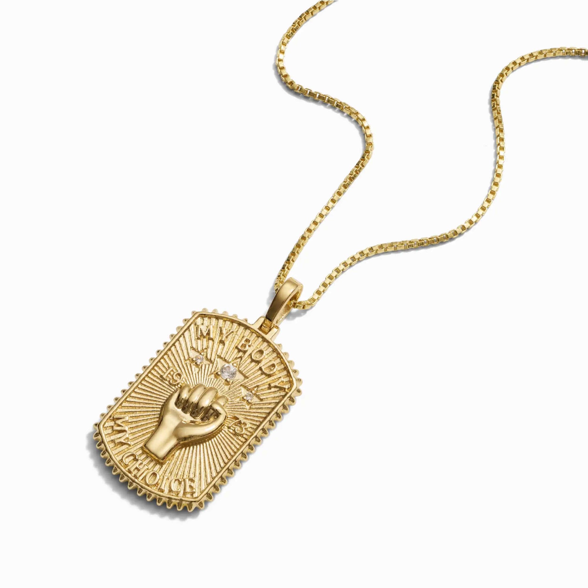 Pro Roe Dog Tag Necklace | 14K Yellow Gold Vermeil
