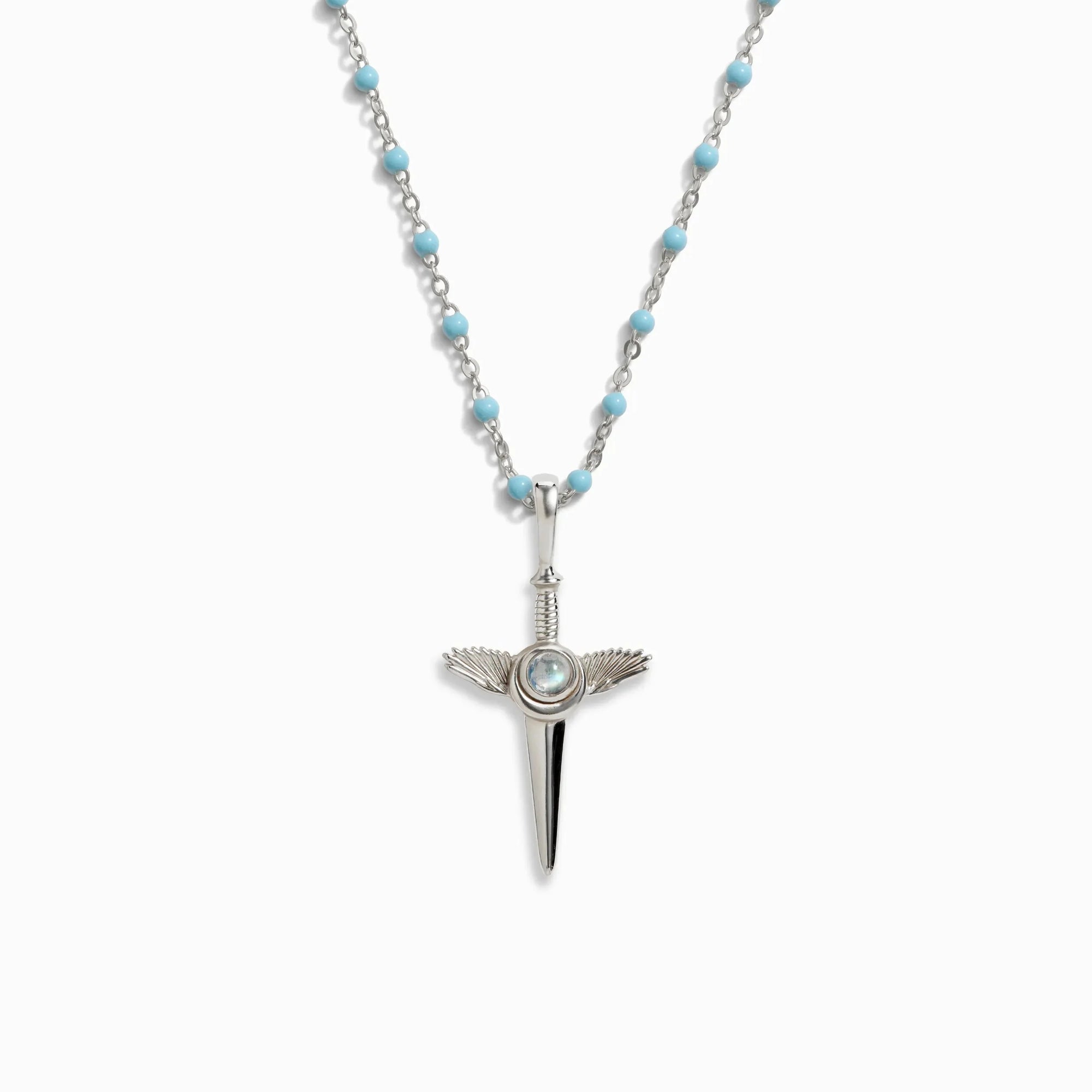 Flying Dagger Turquoise Enamel Necklace | Sterling Silver