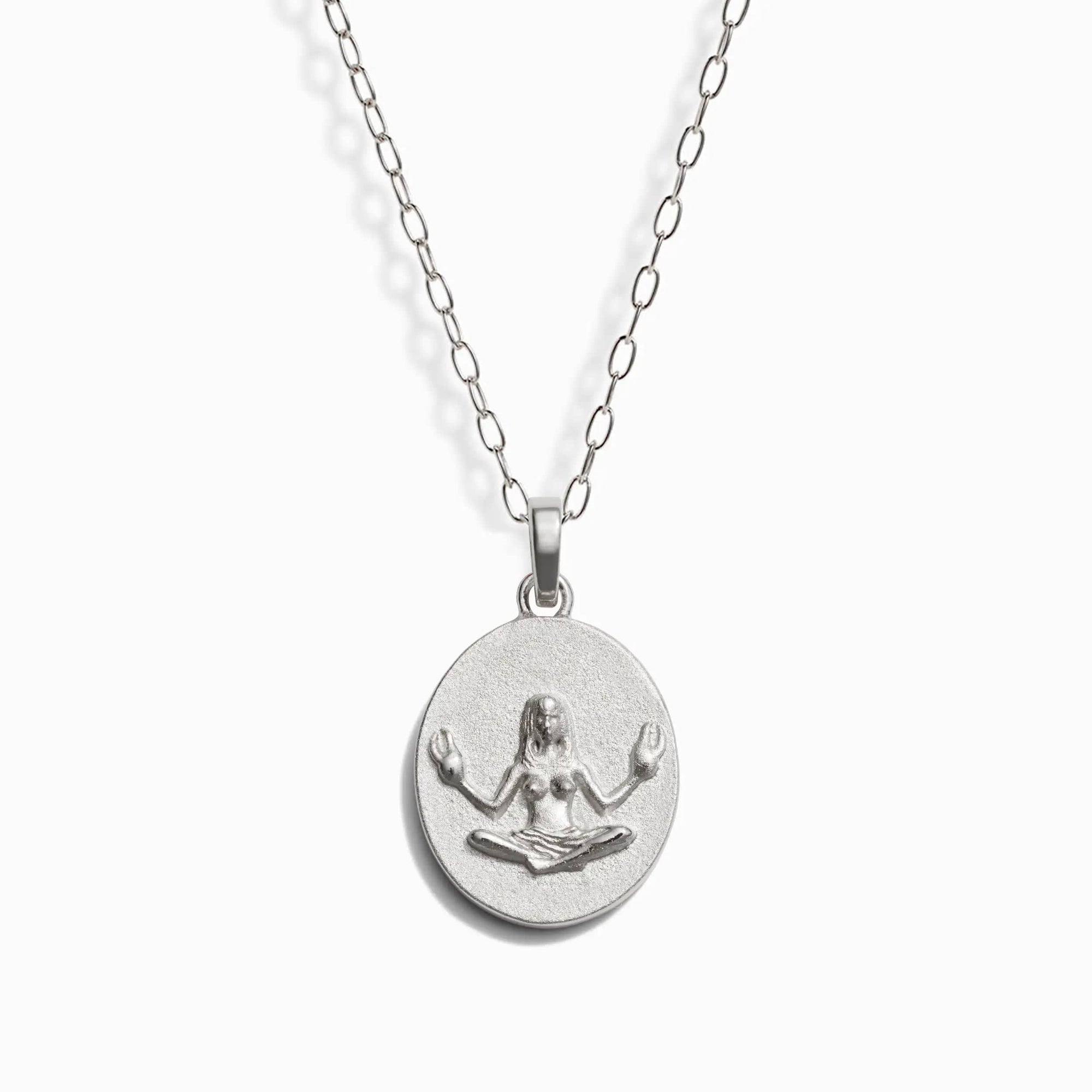 Zodiac Goddess Pendant + Mini Paperclip Chain | Sterling Silver