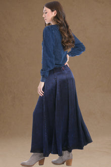 Women | Balloon Sleeve Pullover | Dark Blue Mineral Wash