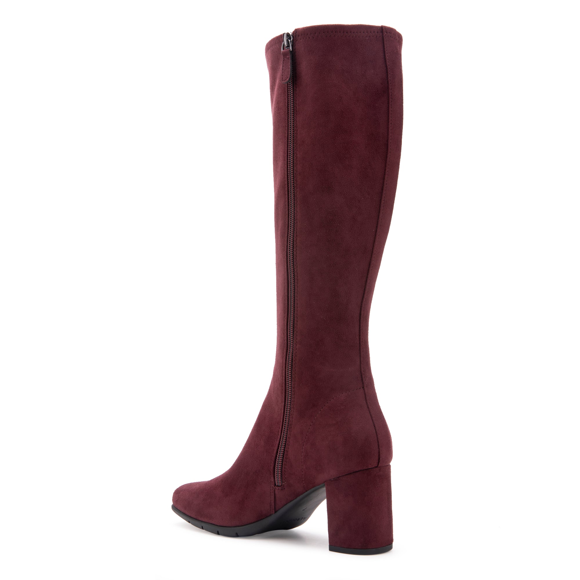 Micah Boot Mid Block Heel | Fig Stretch Faux Suede