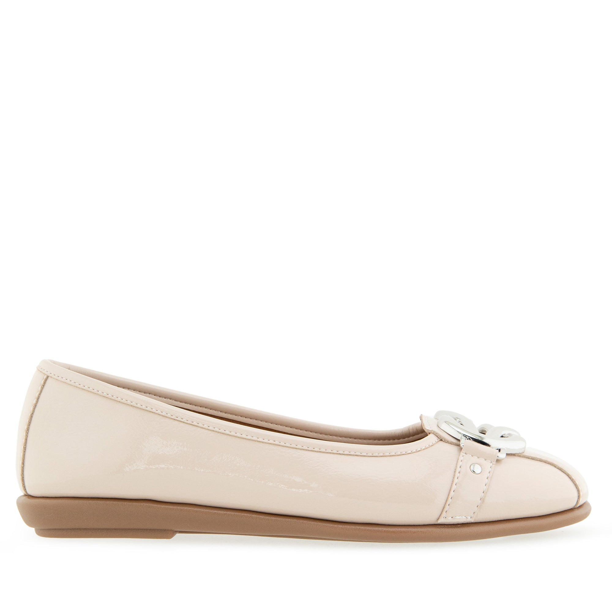 Big-Bet Casual Flat | Stone Faux Crinkle Patent