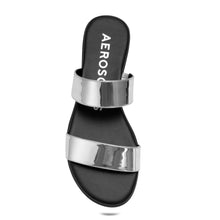 Concetta Sandal Flat | Silver Faux Mirror Metallic