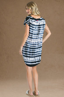 Women | Short Sleeve Shirt Tunic | Electric Lines 2