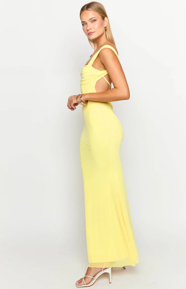 Beverley Mesh Maxi Dress | Yellow