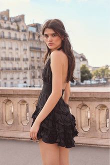 Quintelle Ruffle Halter Mini Dress | Black