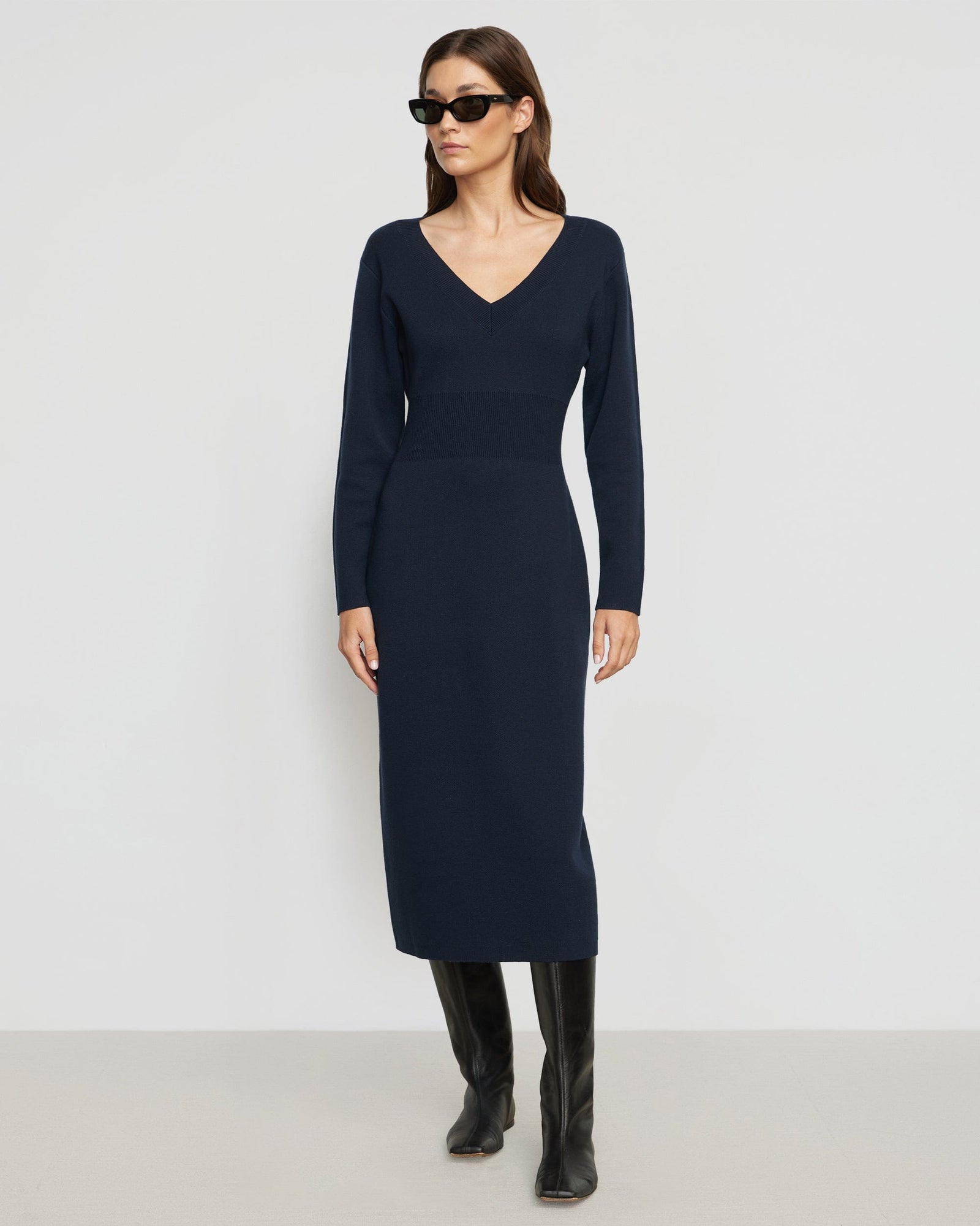 Renee | Bora Off-Shoulder V-Neck Sweater Dress in Size Small