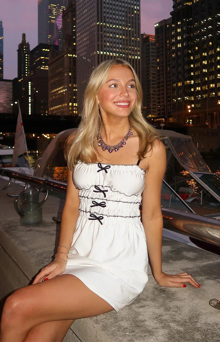 It Girl Bow Mini Dress | White