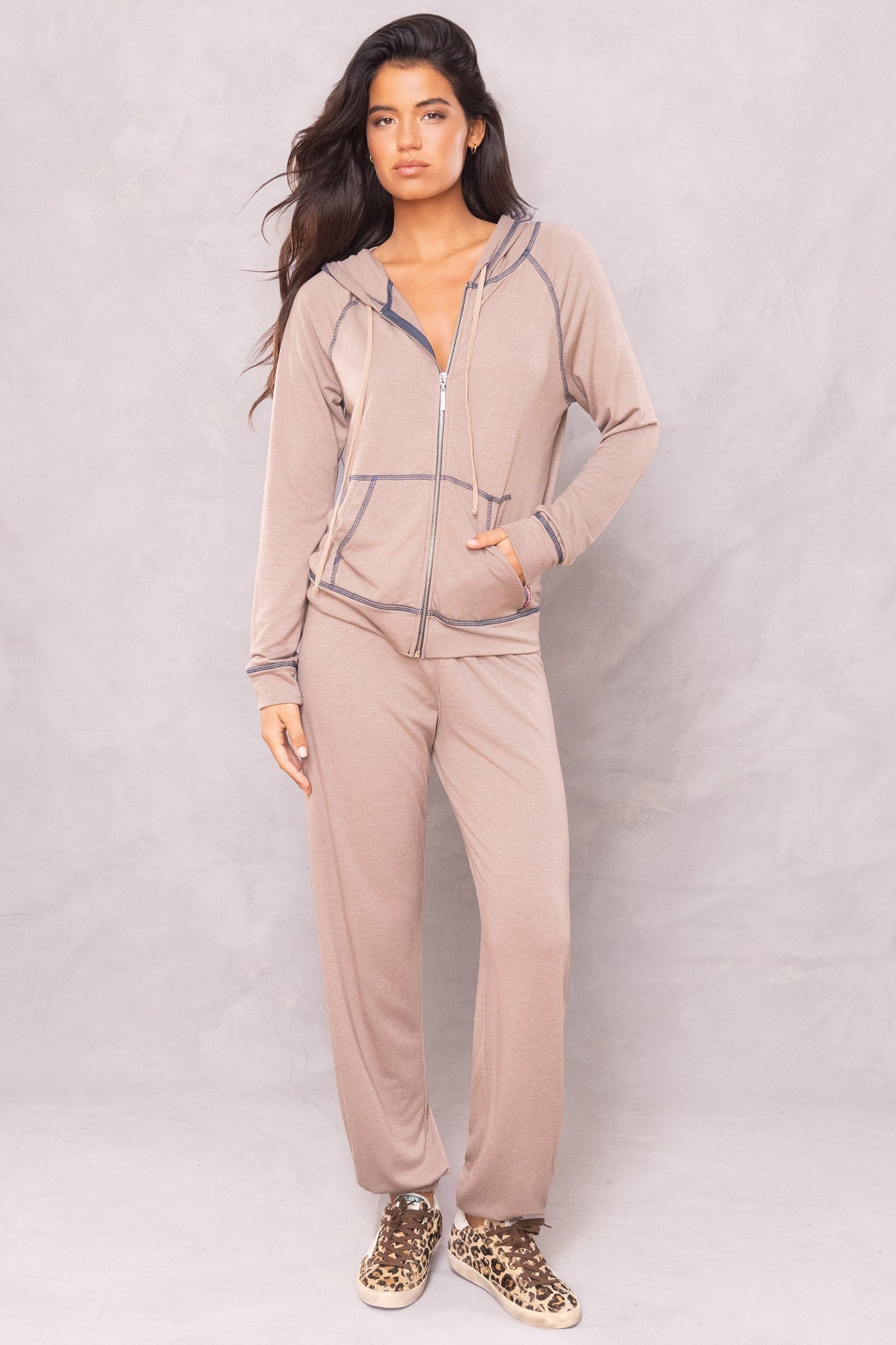 Women | Butter Terry Zip-Up Slouchy Hoodie | Woodsmoke