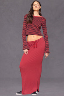 Women | Butter Terry Shirttail Maxi Skirt | Crimson