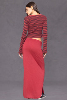 Women | Butter Terry Shirttail Maxi Skirt | Crimson