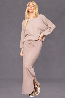Women | Butter Terry Shirttail Maxi Skirt | Woodsmoke