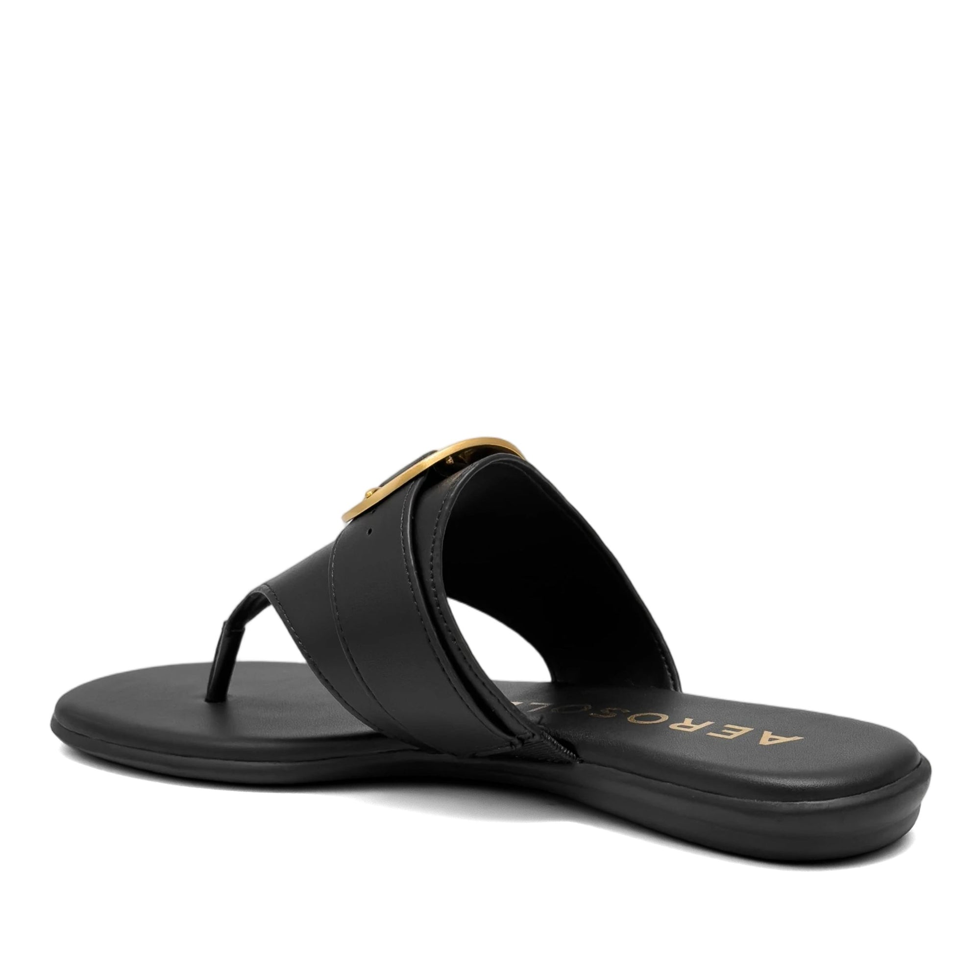 Glam Sandal Flat | Black Faux Nappa
