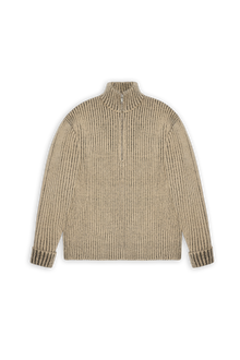 RAINS Sapa Half Zip Knit Beige/Black Long Sleeve