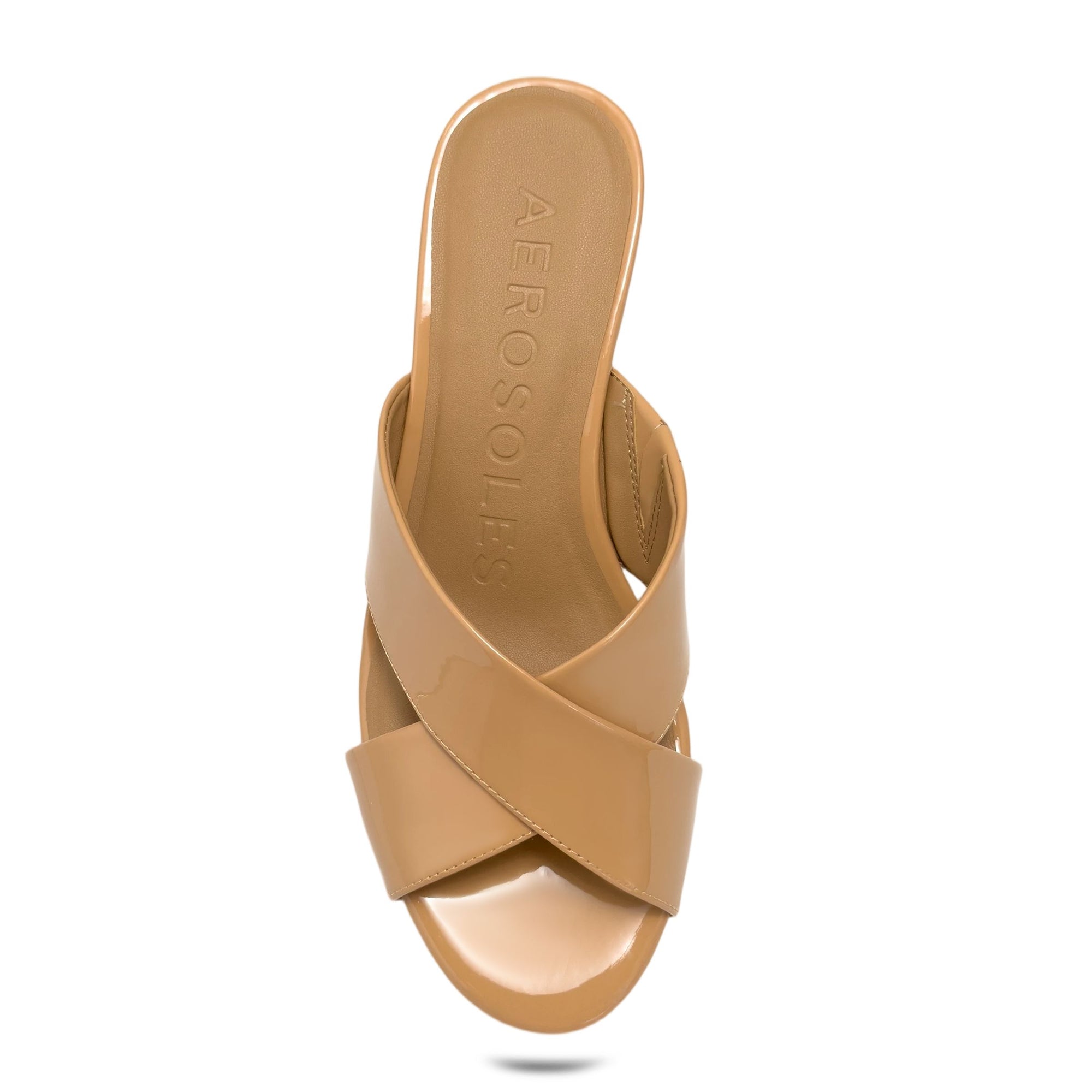 Cruis Sandal Wedge | Beige Bisque Faux Patent